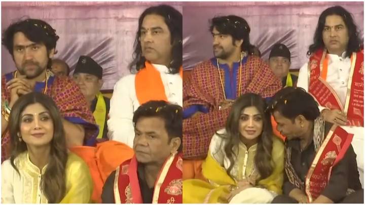 Shilpa Shetty and Rajpal Yadav steal the show at Mathura's Sanatan Hindu Ekta Pad Yatra in Mathura; Watch