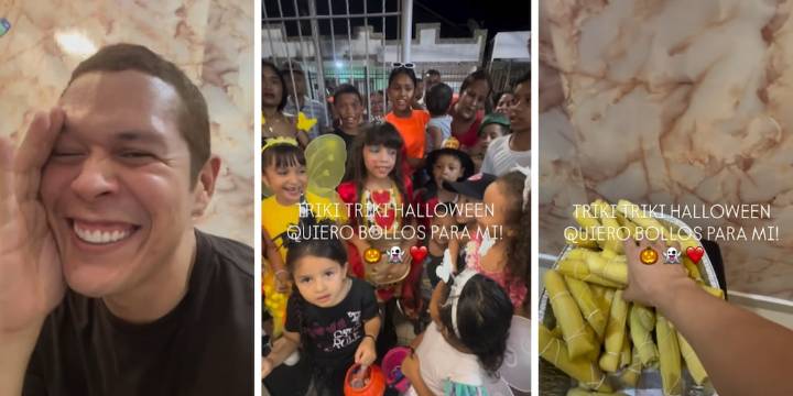 Barranquillero cambió los dulces por un particular alimento para los niños en Halloween: su video causó sensación en redes sociales