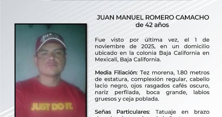 Se solicita ayuda para localizar a Juan Manuel Romero Camacho