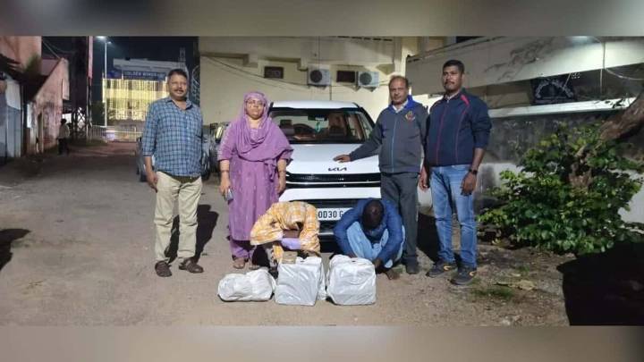 Home guard caught smuggling ganja in car tire in Hyderabad