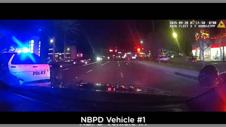 Newport Beach police video shows suspect firing at officers before being fatally shot outside Laguna Hills In