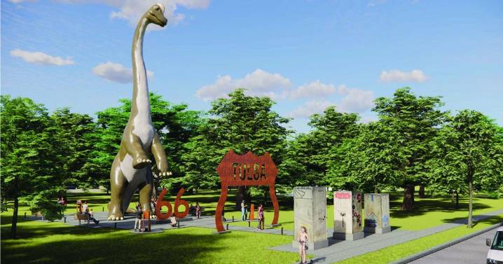 Dinosaur statue foundation for Tulsa park underway | Commercial building permits