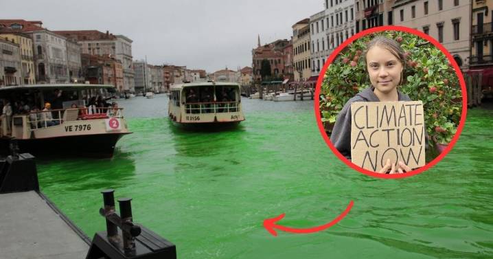 ¡Protesta extrema! Greta Thunberg tiñe de verde el Gran Canal; autoridades la vetan de Venecia