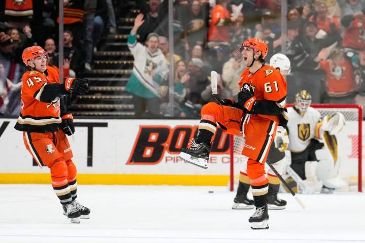 Cutter Gauthier’s OT goal lifts Ducks over Golden Knights