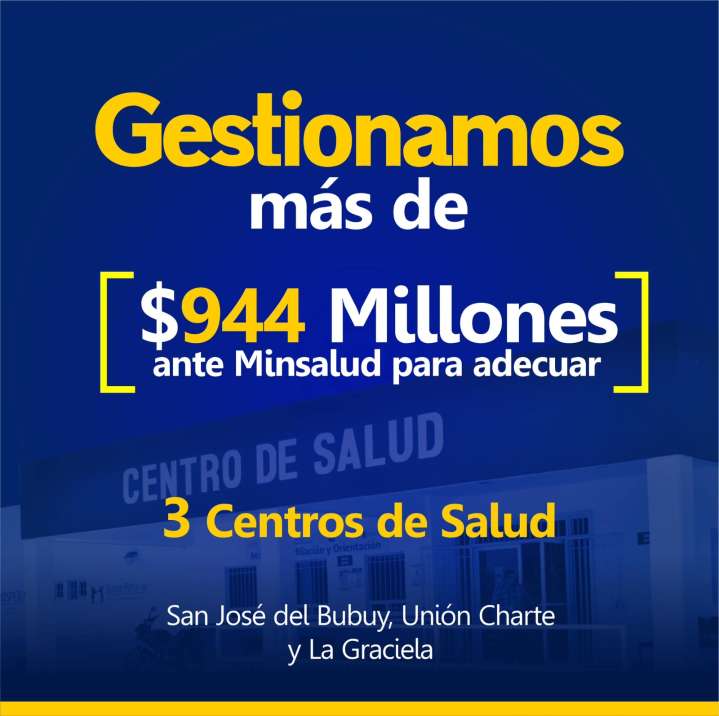 Alcalde Camacho, gestiona más de 944 Millones ante Minsalud para adecuar tres Centros de Salud