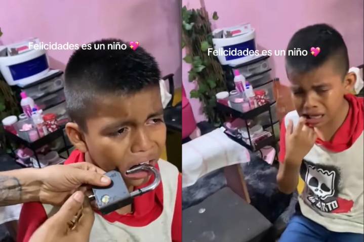 'Un candadito nos vamos a poner'; niño pone candado en su boca y queda atrapado