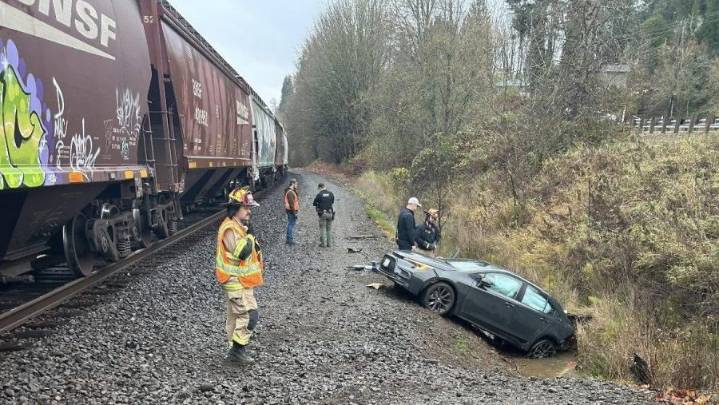 Cars hit by trains in two separate incidents in Cowlitz County, driver hospitalized