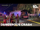 Truck crashes into home sparking fire