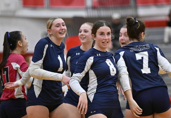 Homer girls volleyball wins 5-set thriller over Massena in 1st brush of state tournament