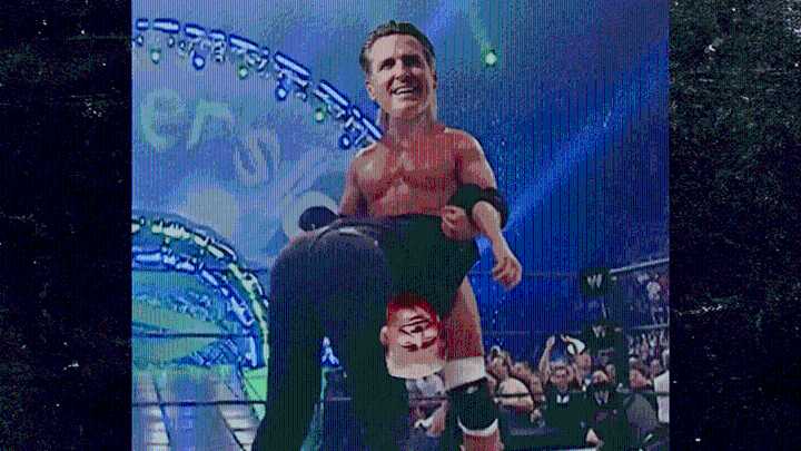 Gavin Newsom Posts Meme Video of Himself, Other Dems Wrestling Republicans