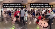Hombre intenta tomar su maleta en el aeropuerto y termina cayendo dentro de la banda de equipaje