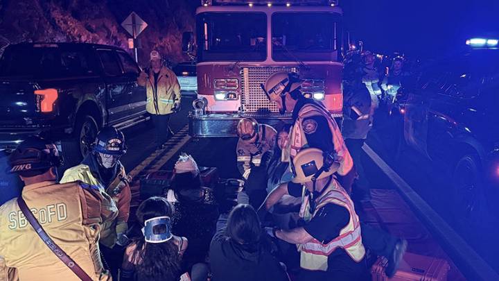 Bus overturns in California mountains, sending multiple people to the hospital