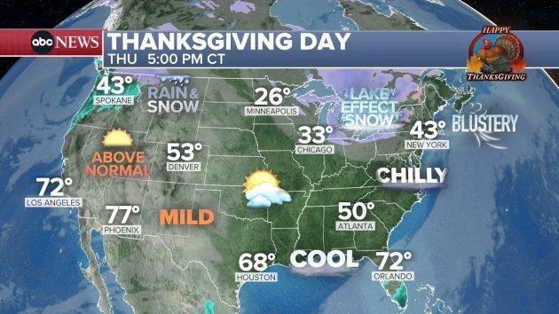 Thanksgiving weather forecast: Where to expect travel delays