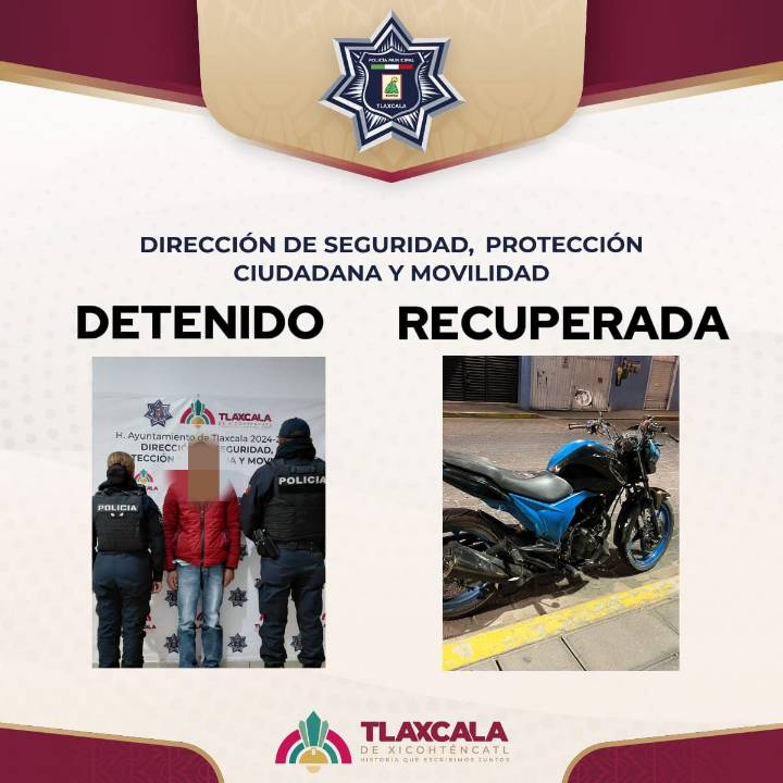 Detiene policía capitalina a presunto ladrón y recupera motocicleta con reporte de robo