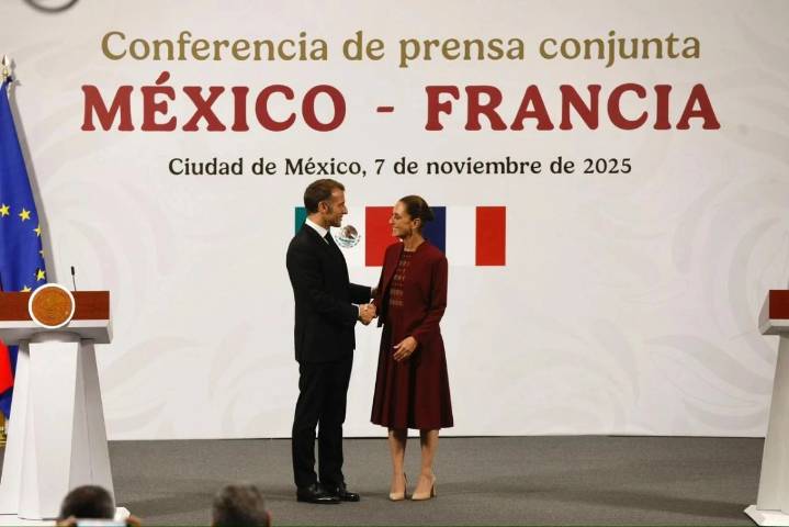 «Gracias Presidenta», Emmanuel Macron se despide de Sheinbaum y concluye visita oficial a México