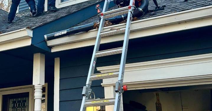 Man rescued from steep second-floor roof during leaf clearing incident