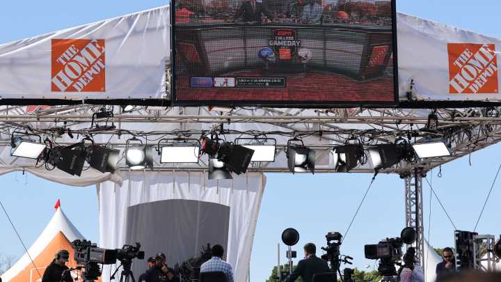 Check out College GameDay setting up before Texas Tech football game
