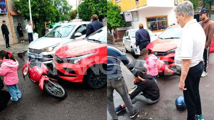 Choque entre un auto y una moto dejó dos personas heridas en pleno centro de Santiago del Estero