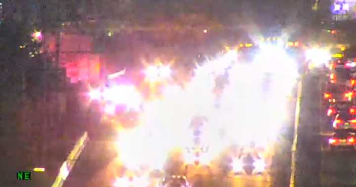 Traffic backed up on I-90 near Hamilton exit in Spokane