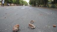 Four men allegedly pelted stones and damaged a private bus in Chaitanyapuri