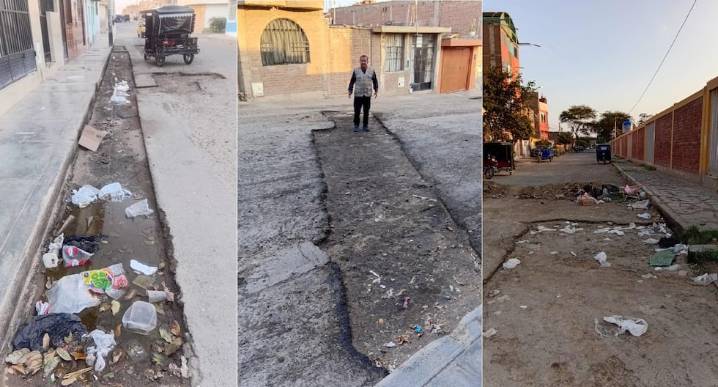 Municipalidad de Lambayeque deja abandonada obra de pavimentación en San Martín