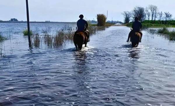 Inundaciones en el interior bonaerense: visita de Bulrrich en 9 de Julio
