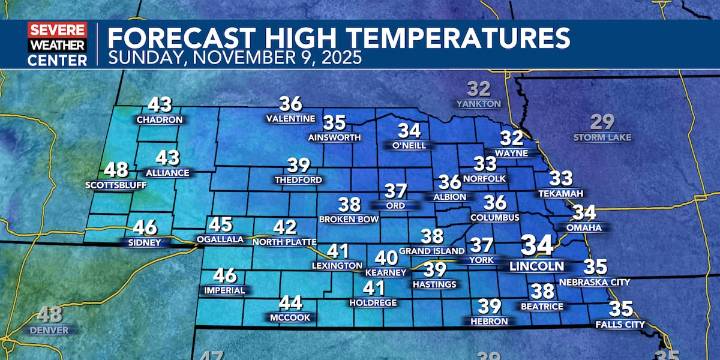 Near record cold temperatures Sunday afternoon