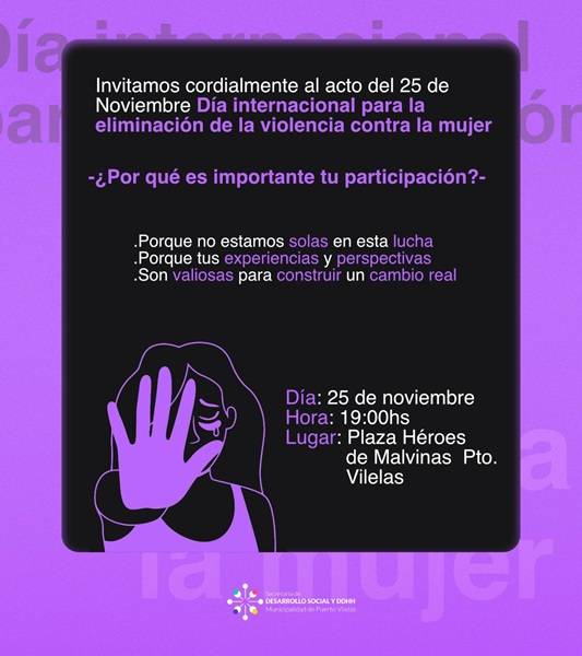 PUERTO VILELAS: Jornada Por El Día Internacional Para La Eliminación De La Violencia Contra La Mujer