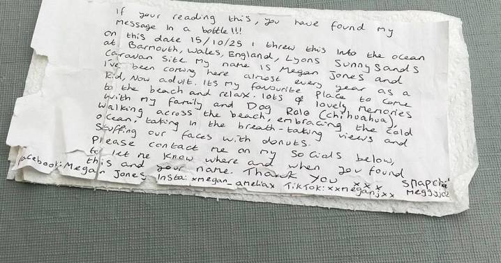 Woman finds message in bottle on beach – but is left unimpressed by what it says
