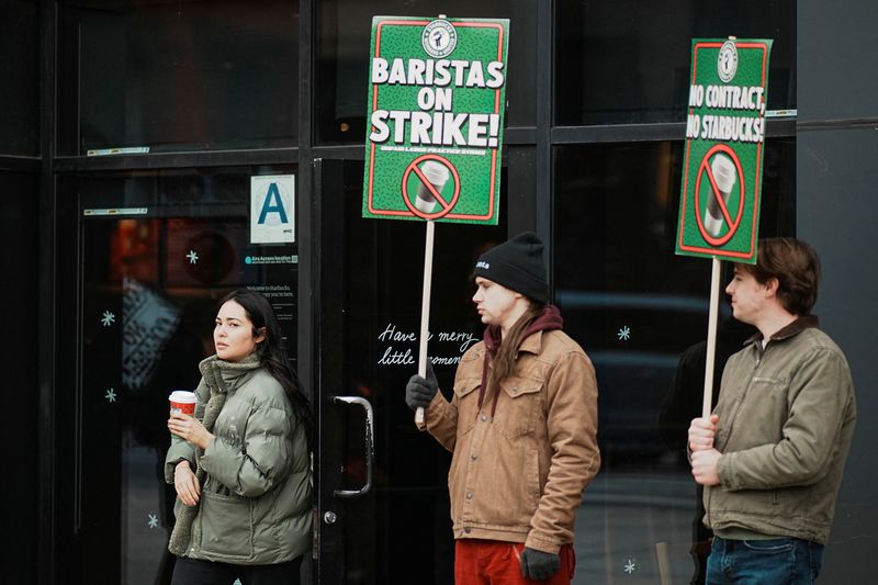 Starbucks union baristas walk out on Red Cup Day in push for contract talks