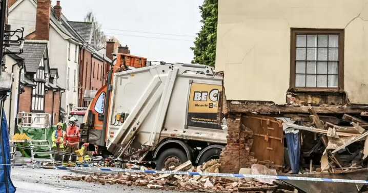 Bin lorry smashes into Leominster house as police and firefighters swarm scene