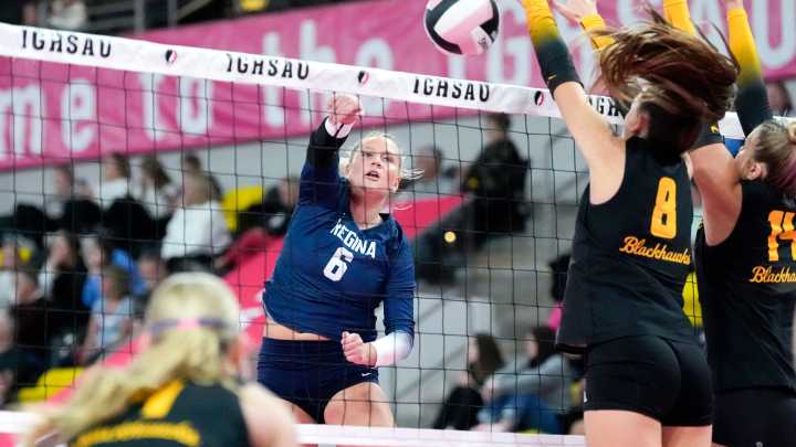 Iowa City Regina volleyball drops state quarterfinal game to Hinton