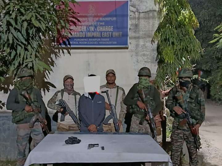 Manipur Police arrest a 26-year-old man with weapons in Imphal