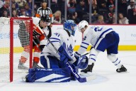 Matthews, Tavares lead Leafs past Flyers 5-2; Tanev stretchered off after collision