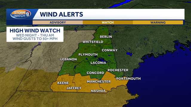 Strong winds return to parts of New Hampshire Wednesday night into Thursday