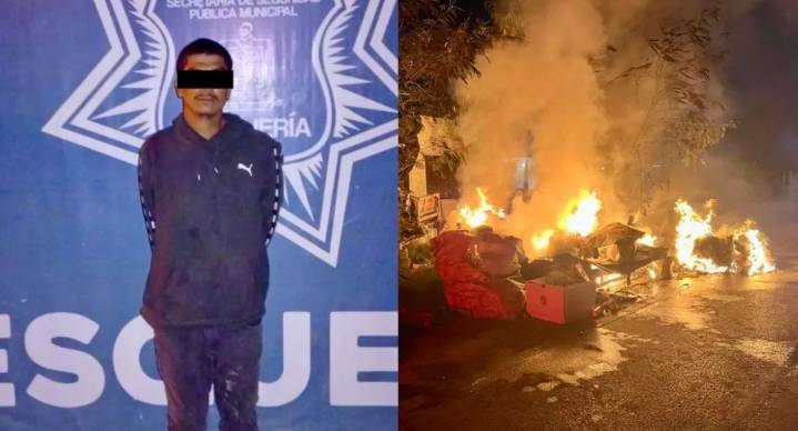 Detienen a hombre por iniciar incendio en plena vía pública en Nuevo León