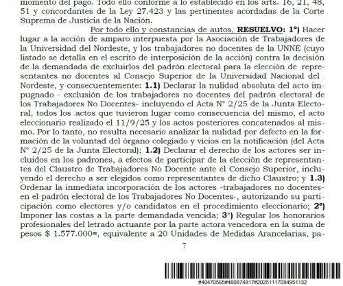 La Justicia federal anuló las elecciones de consejeros nodocentes de la UNNE