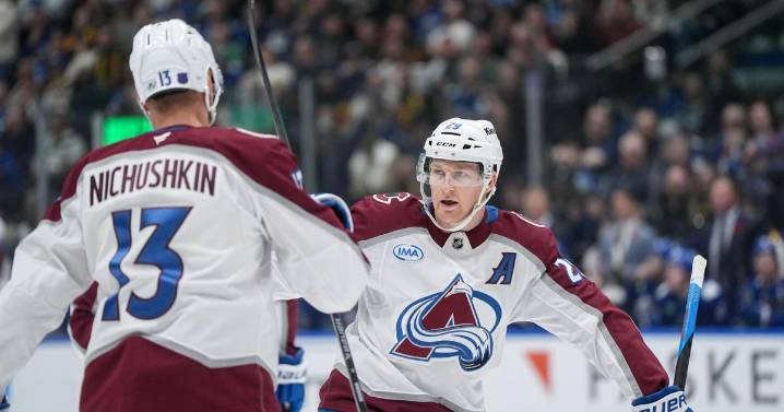Brindley scores in OT, MacKinnon has 2 goals and 3 assists as Avalanche beat Canucks 5