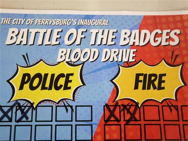 Perrysburg police, fire face off in blood drive