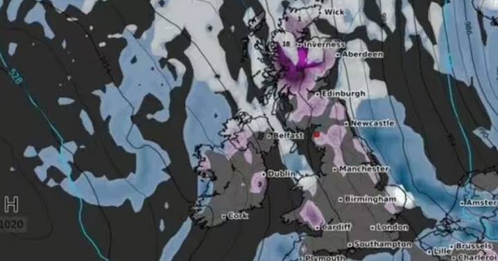 UK snow maps show 25 counties set for snowfall in weeks