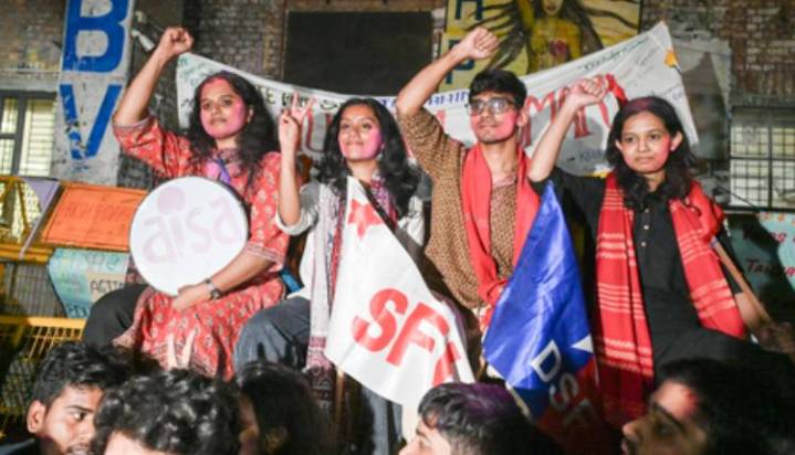 JNUSU Poll: Left Sweeps All 4 Seats, Aditi Mishra Elected President