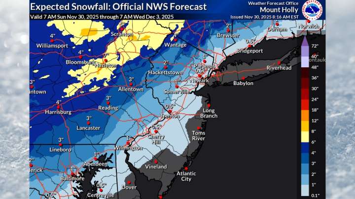 Up to 4 inches of snow possible for parts of N.J. Tuesday. Updated forecast.