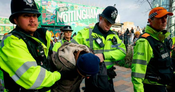 6 pictures as police arrest 28 people at Palestine Action protest