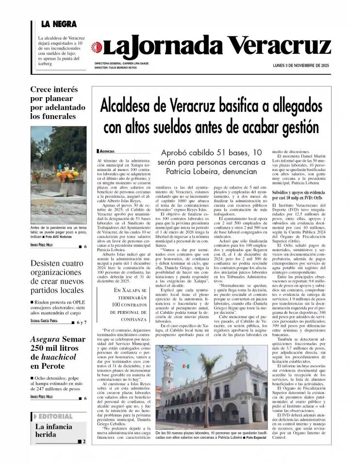 Contraportada del 3 de noviembre de 2025