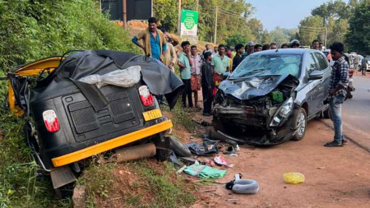 4-and-half-year-old girl dies in car-auto accident in Puttur
