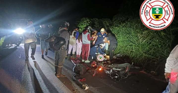Grave accidente en moto en municipio del Oriente de Caldas: ocupantes sufrieron golpes en la cabeza