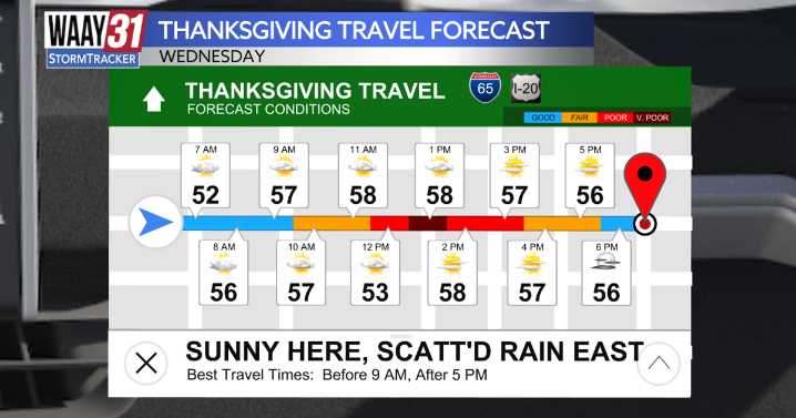 Holiday Travel, Thanksgiving Day, Black Friday, and Iron Bowl forecasts