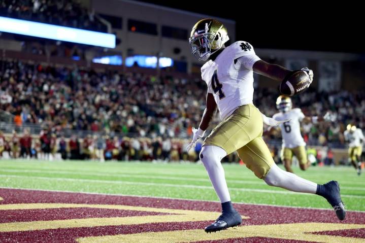 No. 12 Notre Dame escapes Boston College with 25-10 victory behind Jeremiyah Love’s 94