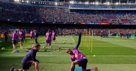 Fans watch as Barcelona trains for first time at remodeled Camp Nou