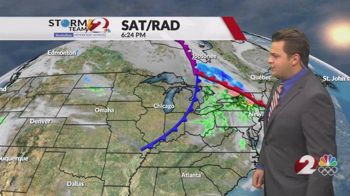Cold front moving through, how cold will it get, and when is the next chance of rain?